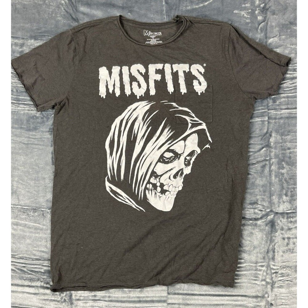 Official Misfits 2017 - Men's Medium Dark Gray - Punk Rock Pocket Tee - T-Shirt